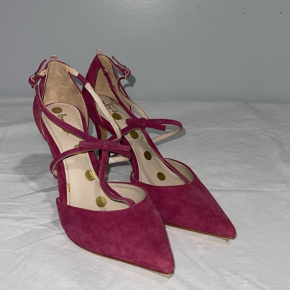 Boden Women’s pink suede t-strap heels pumps shoes size 38 US Size 7.5 - Picture 1 of 16